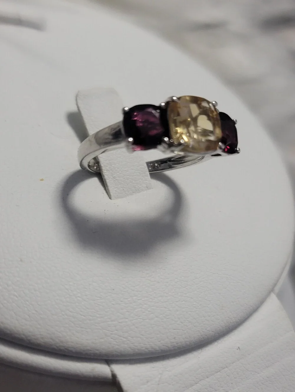 Garnet & Citrine Sterling Silver Size 7 Ring